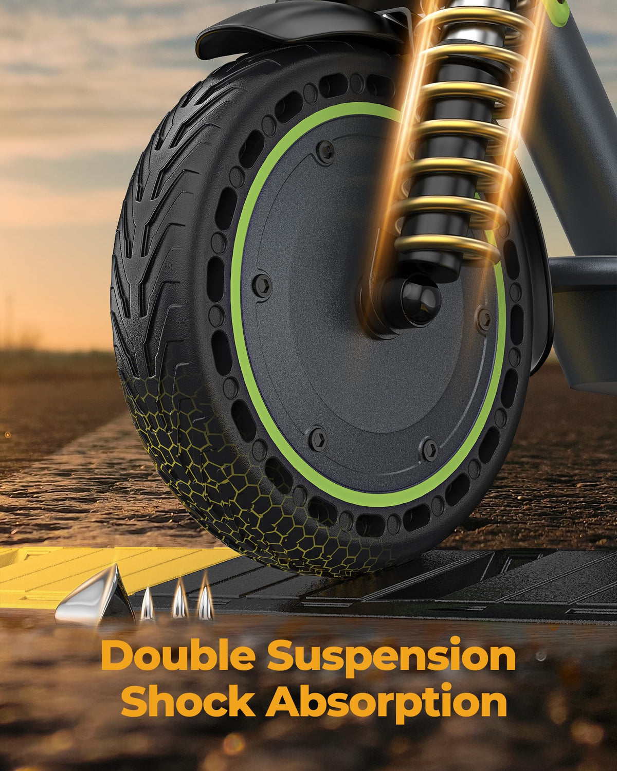 Electric Scooter with Solid Tires, Double Braking System T67862