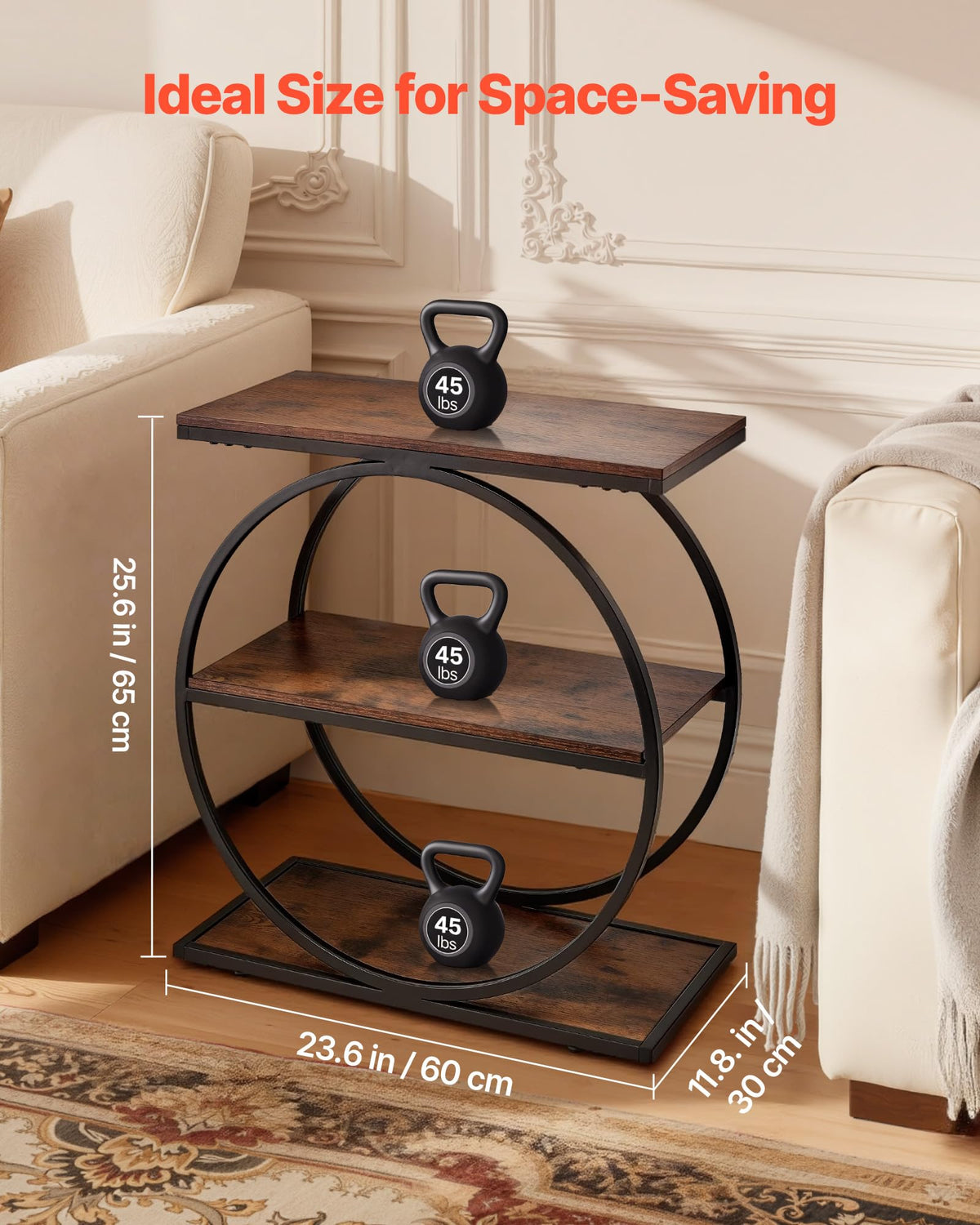 3-Tier Narrow Side Table with Open Storage Shelves Y4449