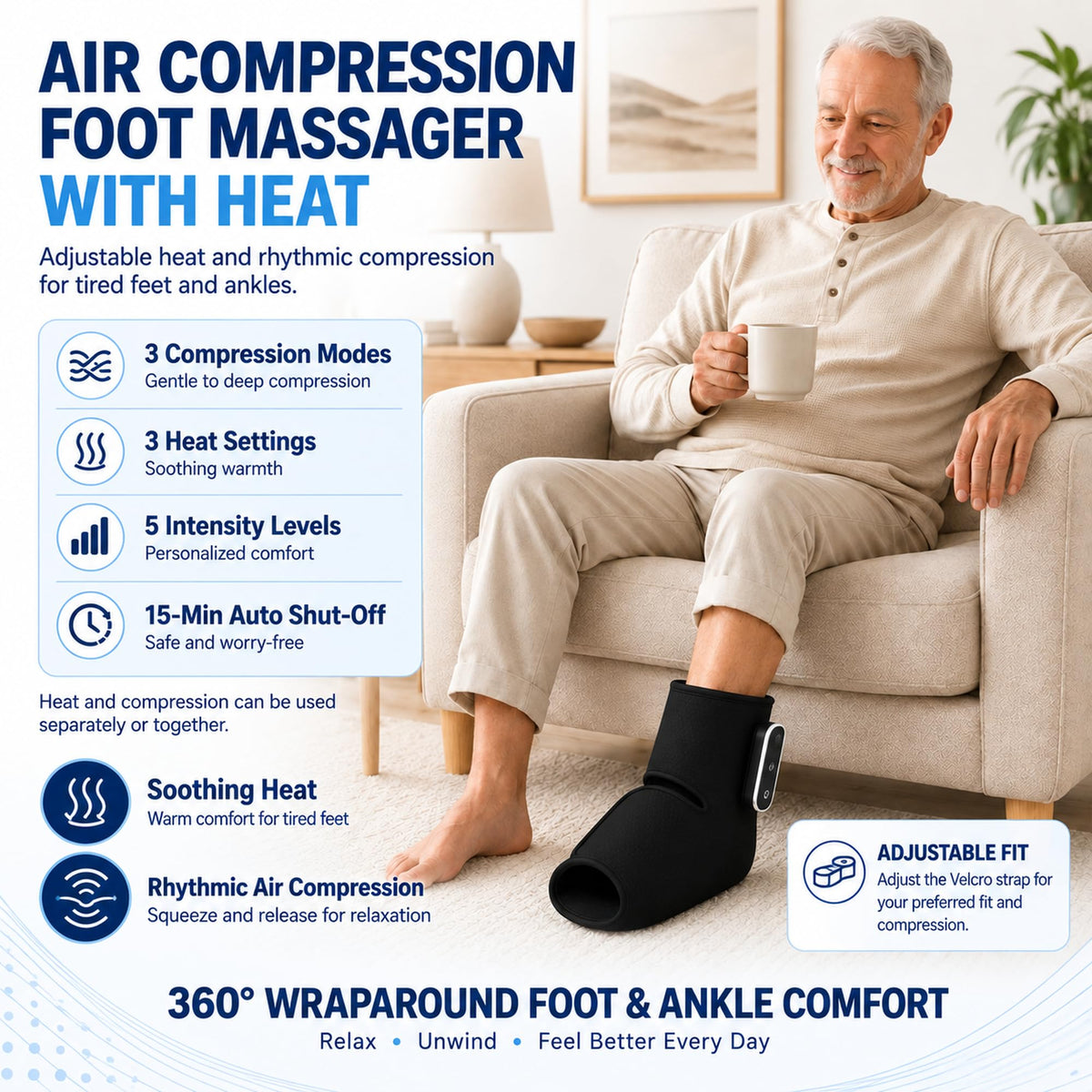 Cordless Air Compression Foot and Ankle Massager with Heat U68722