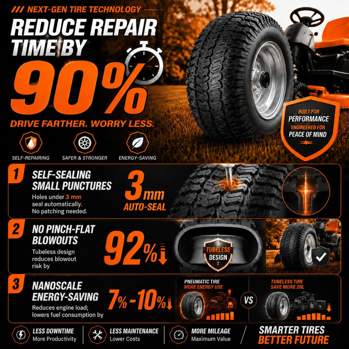 2 Pack 15x6.00-6nhs Tubeless Lawn Mower Tires and Wheel B445896