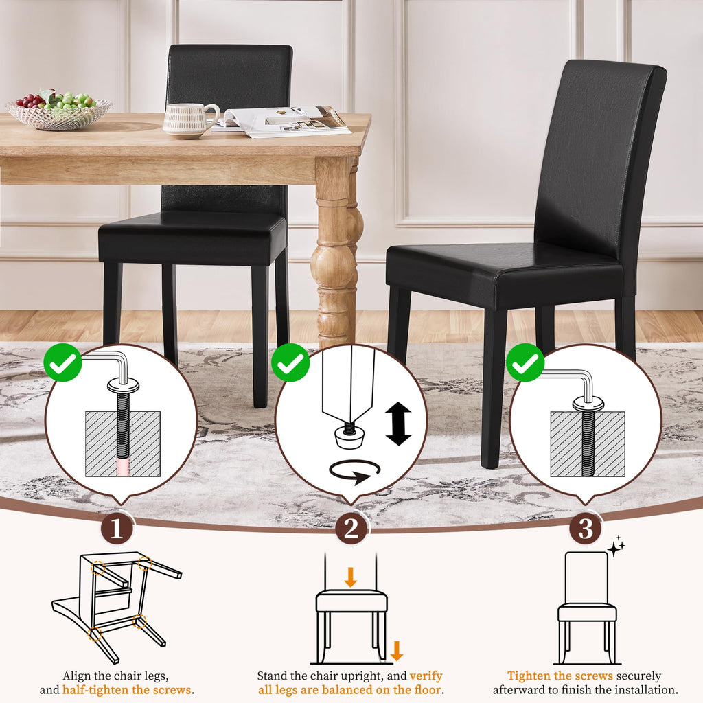 Dining Chairs Set of 4 Upholstered Black L358