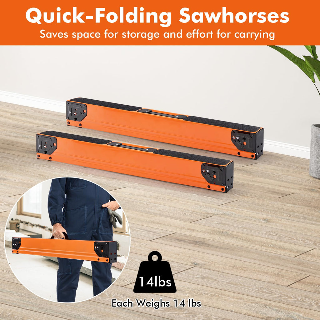 Heavy Duty Steel Folding Saw Horses 2 Pack 2200 LBS Capacity O788