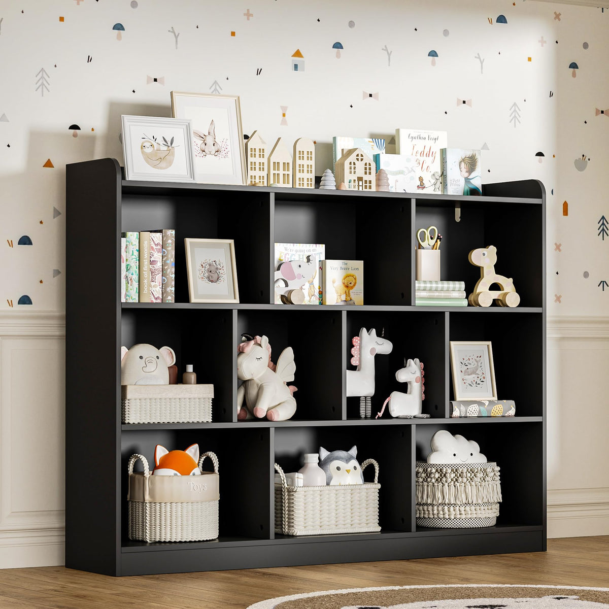 Black 3 Tier Wood Bookshelf I170465