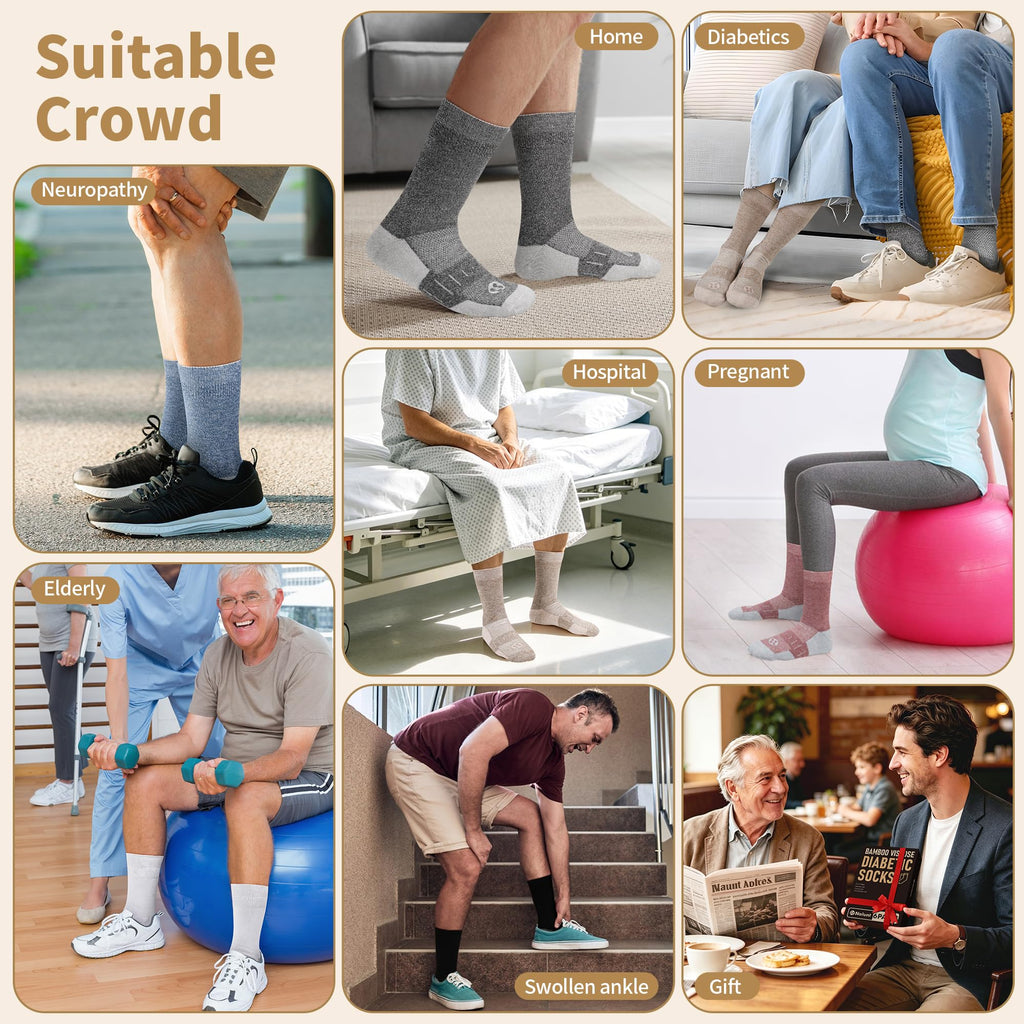 6 Pairs Crew Diabetic Socks I3271