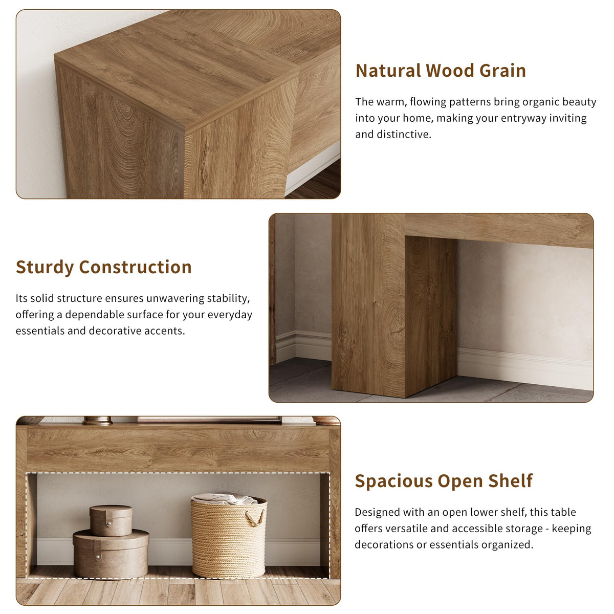 86-Inch Natural Oak Brown Console Table S494
