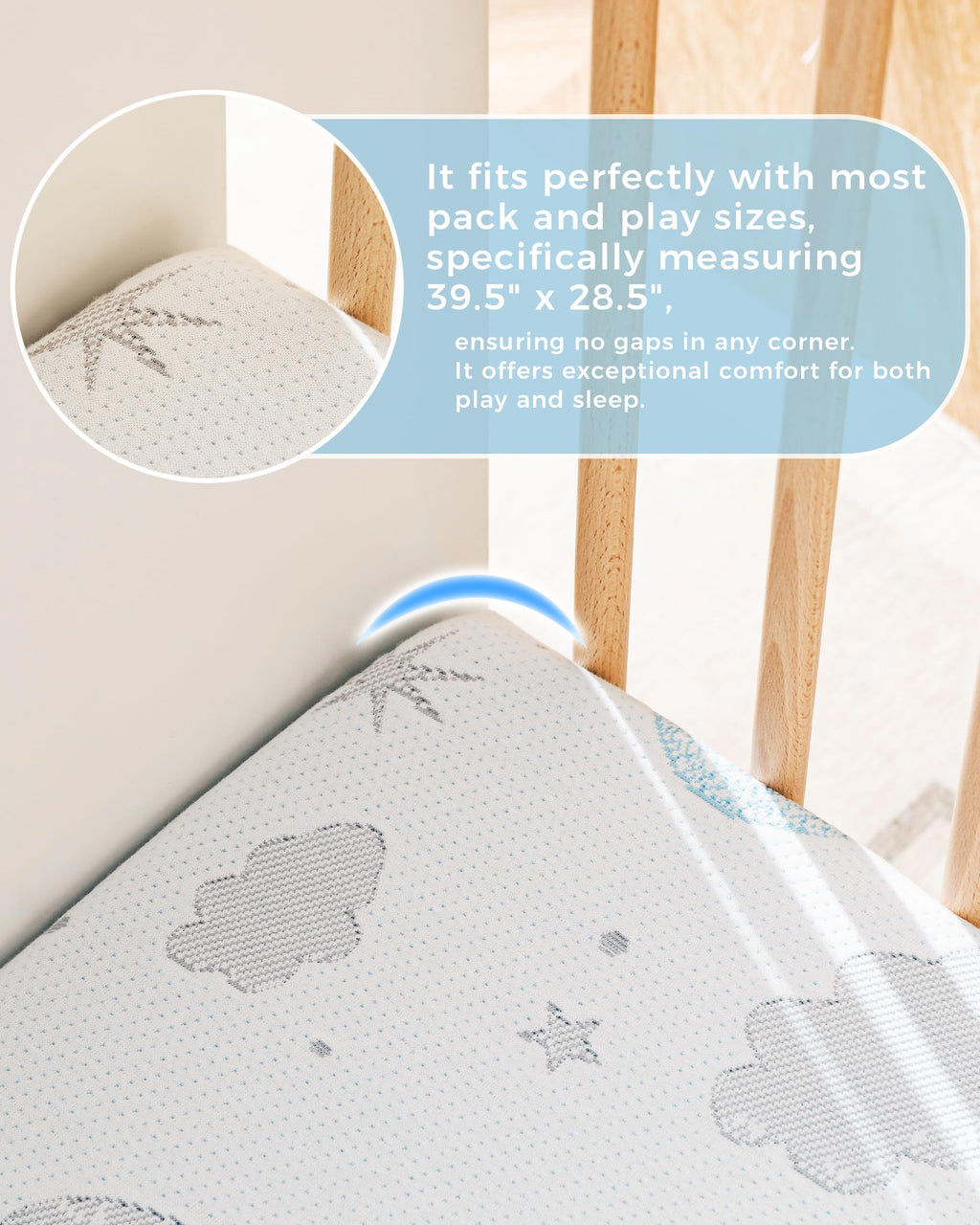 38x26'' Breathable Soft Plush Memory Foam Pack and Play Mattress A9834
