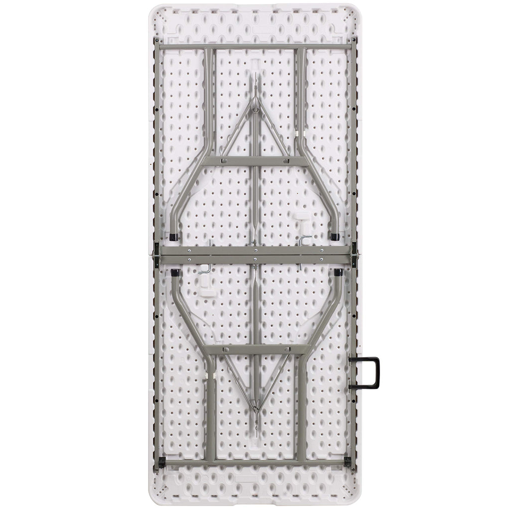 6-Foot Bi-Fold Granite White Plastic Folding Table with Carrying Handle I6516