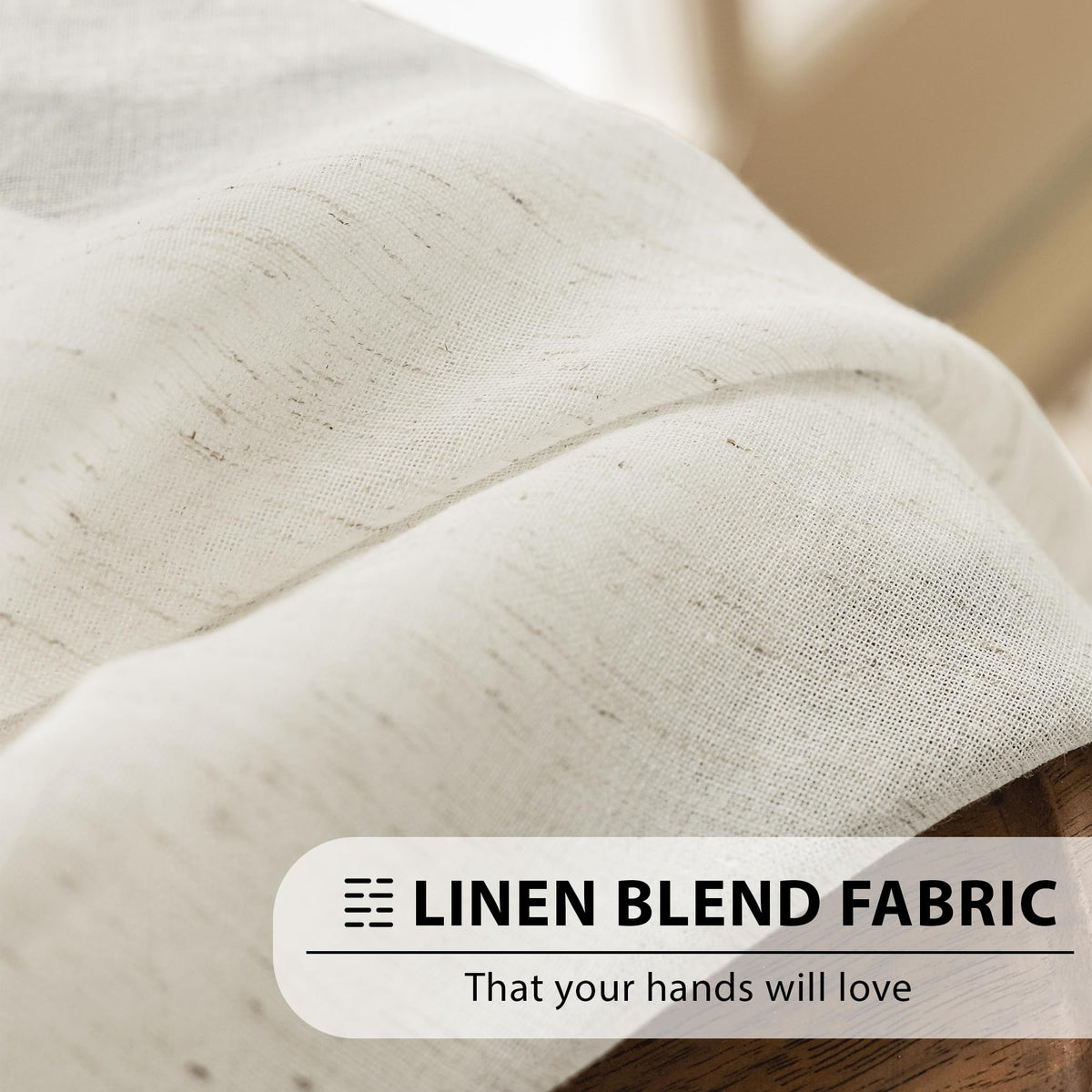 Natural Linen French Door Curtains 25x72 Inch Rod Pocket 2 Panels W819009