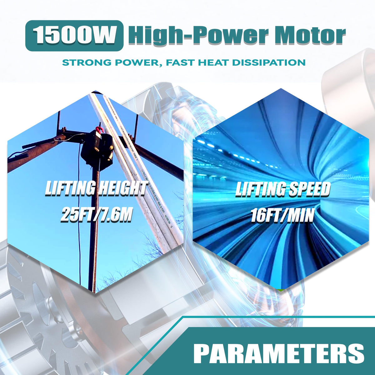 1500W 1500 lbs Electric Hoist Winch C629543