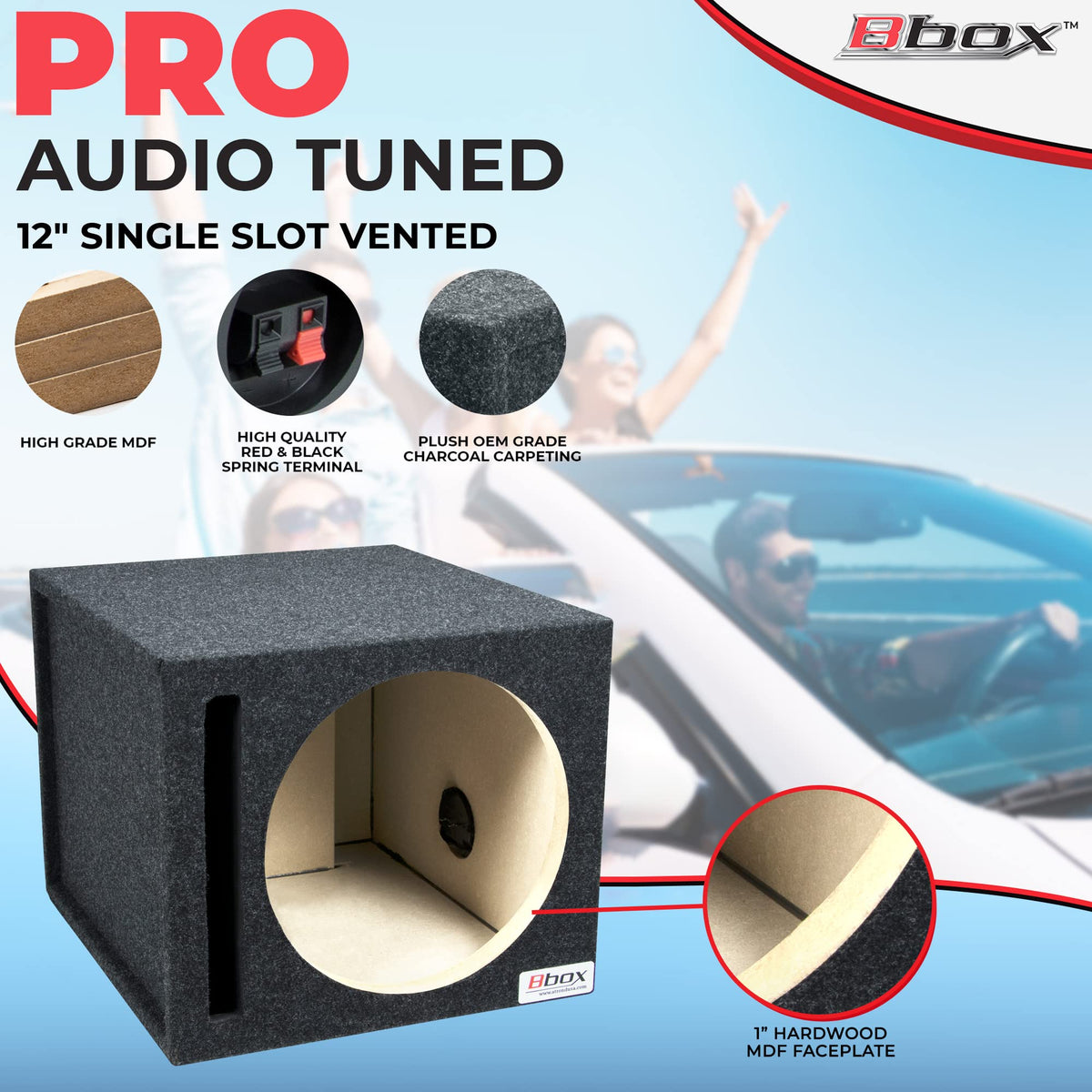 Single Vented 12 Inch Subwoofer Box with Nickel Finish Terminals U822195