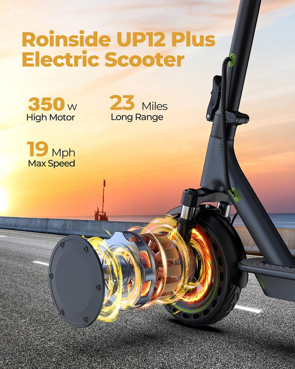 Electric Scooter with Solid Tires, Double Braking System T67862
