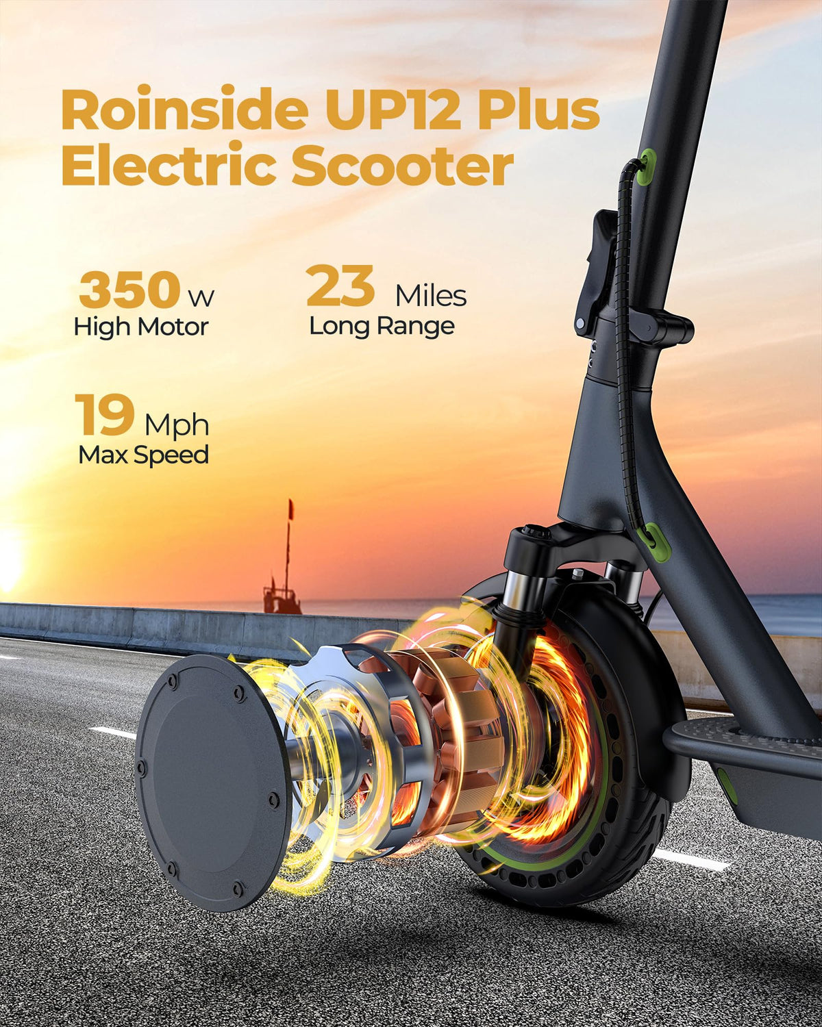Electric Scooter with Solid Tires, Double Braking System T67862