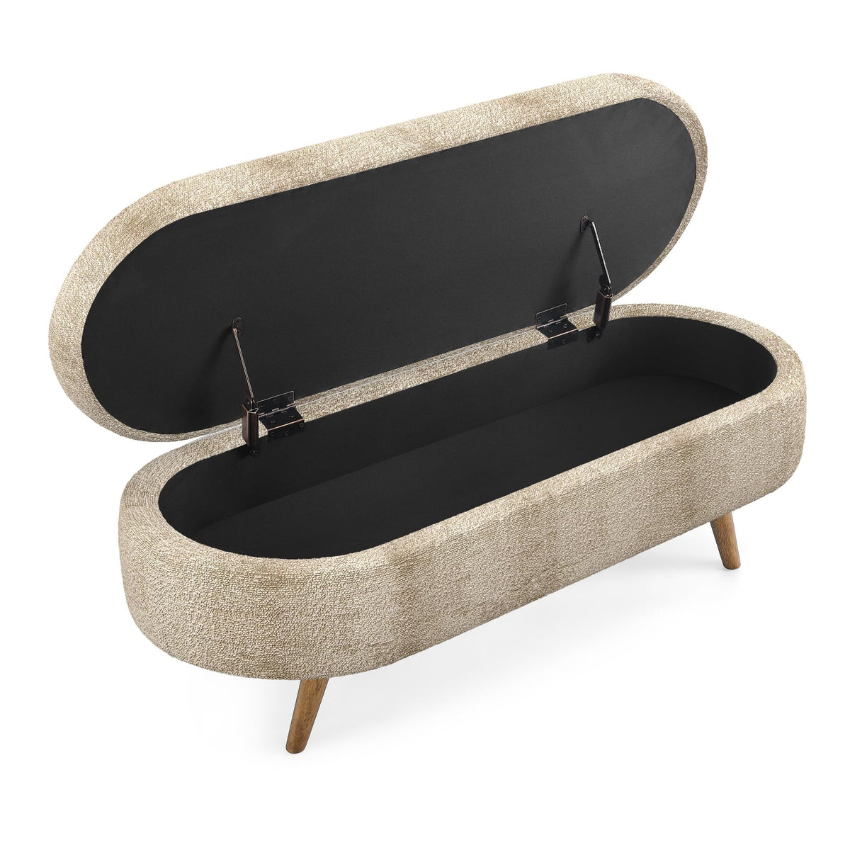 Oval Storage Bench with Rubber Wood Legs Gray P28834