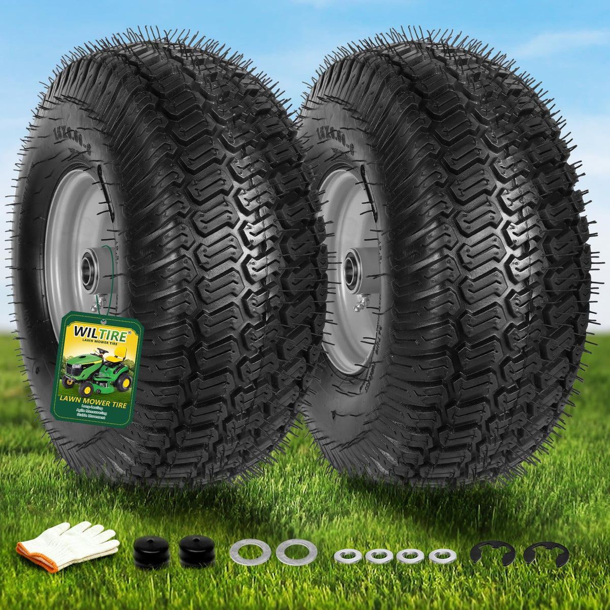2 Pack 15x6.00-6nhs Tubeless Lawn Mower Tires and Wheel B445896