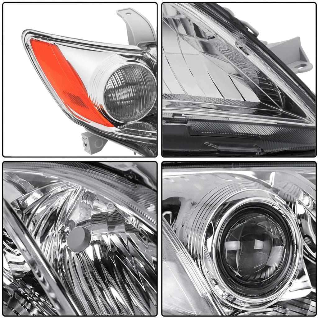 Headlights Assembly Pair Chrome Housing Amber Reflector Z5869