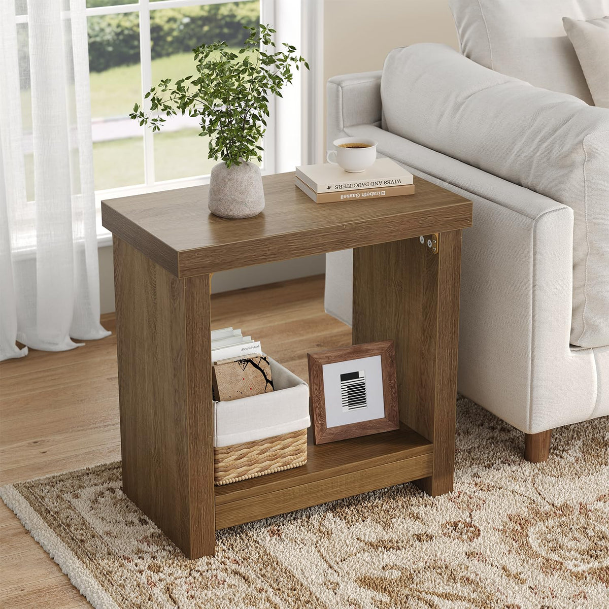 Brown Set of 2 End Tables with Storage Shelves H525