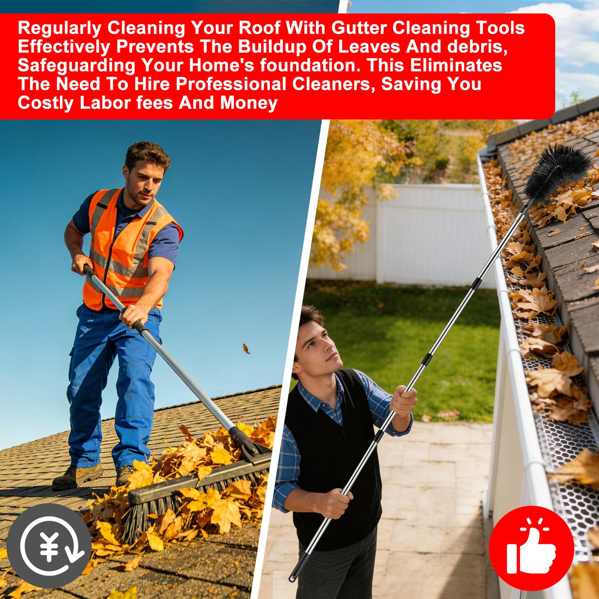 12.7FT Long Adjustable Gutter Cleaner & Brush D6630