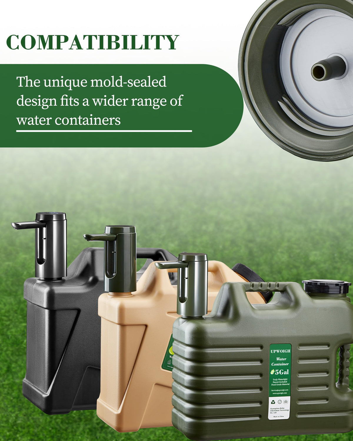 5 Gallon Camping Water Jug with Spigot, Military Green, 2 Pack X20844