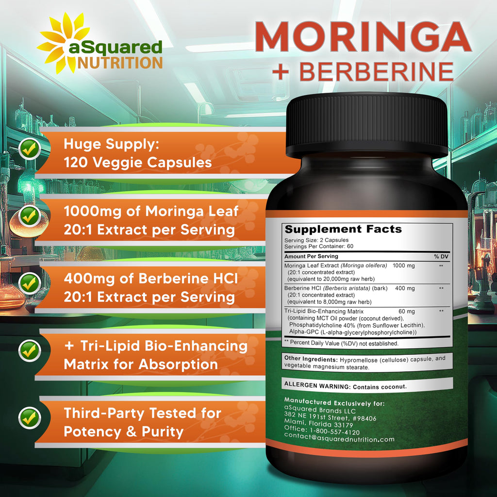 Moringa with Berberine Supplement 120 Capsules H857168