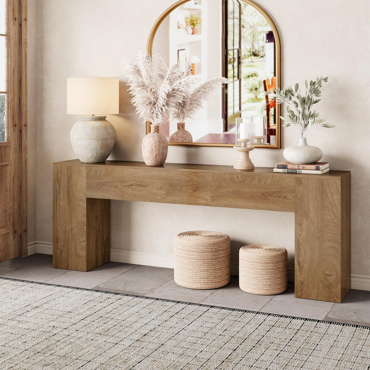 86-Inch Natural Oak Brown Console Table S494