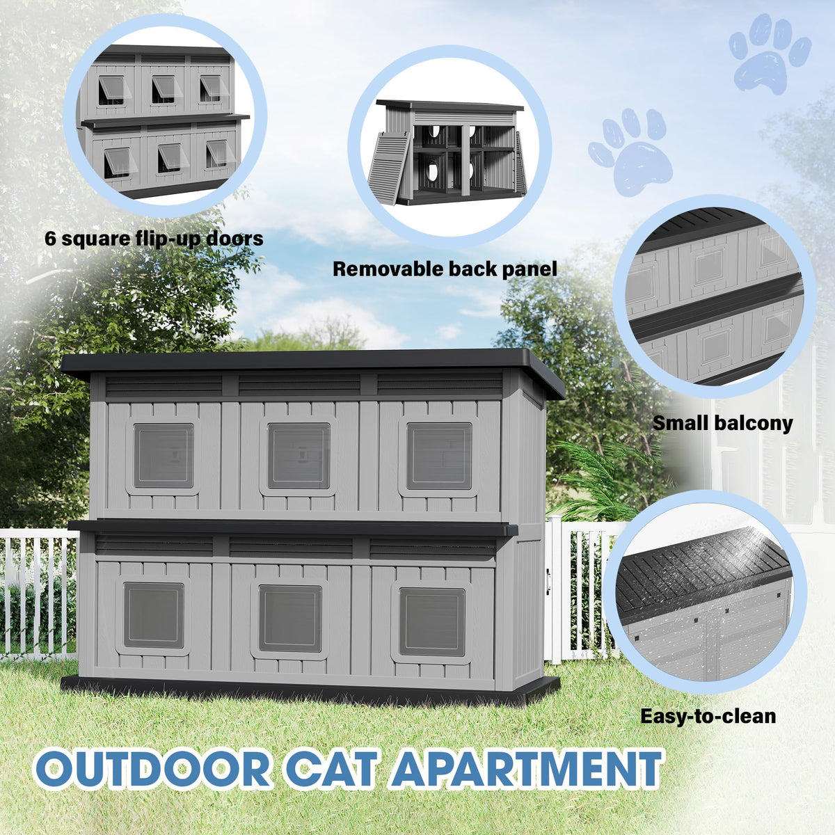 Weatherproof Insulated Outdoor Cat House M8328