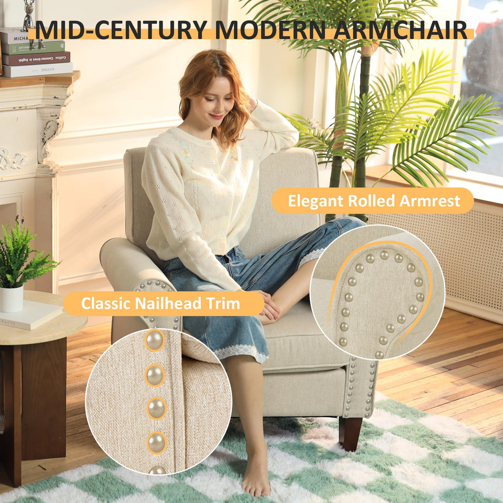 Beige Mid-Century Modern Accent Chairs Set of 2 B61963