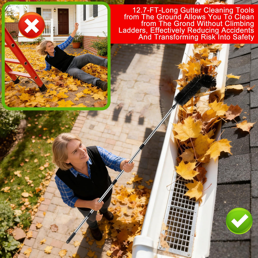 12.7FT Long Adjustable Gutter Cleaner & Brush D6630