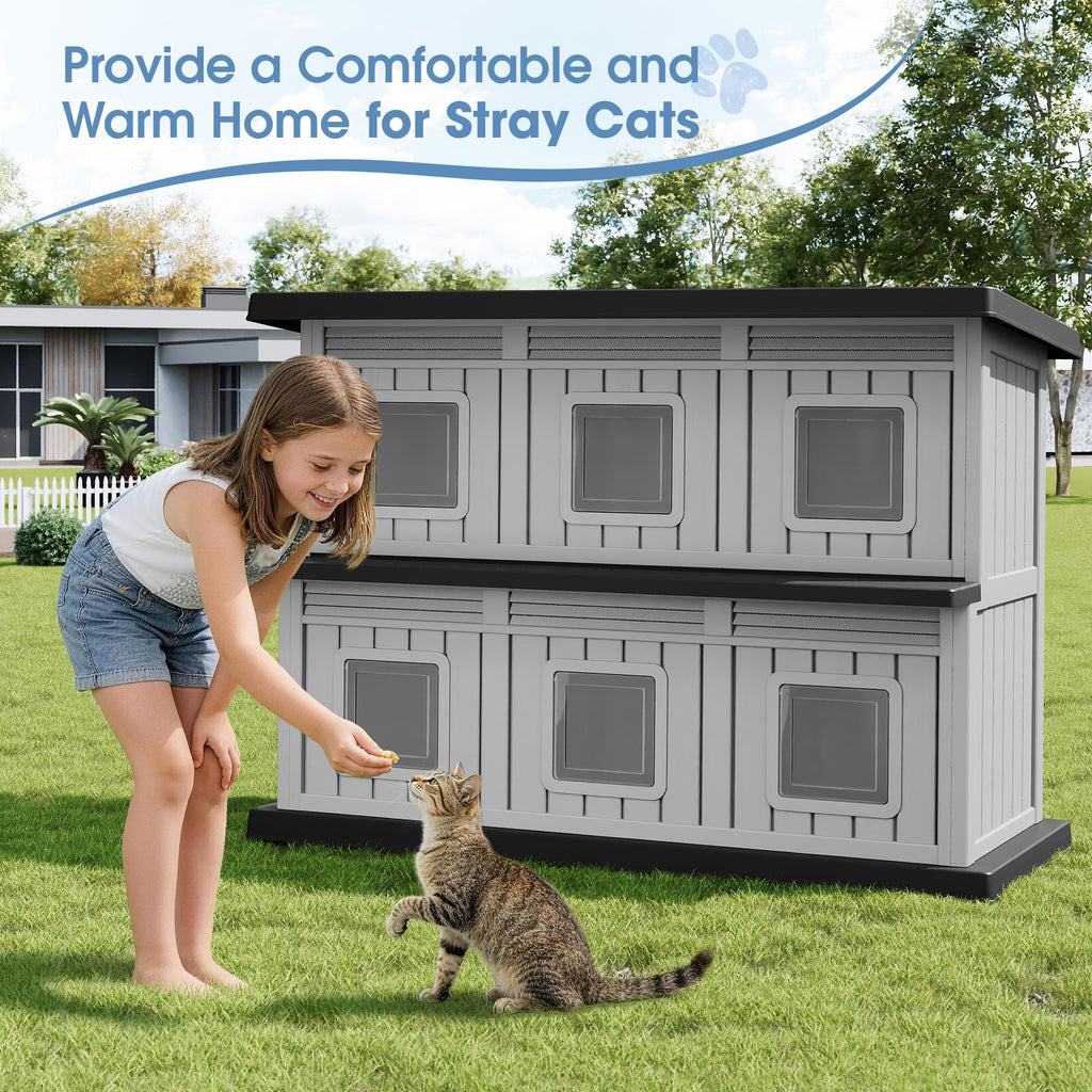 Weatherproof Insulated Outdoor Cat House M8328