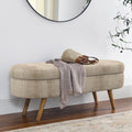 Oval Storage Bench with Rubber Wood Legs Gray P28834