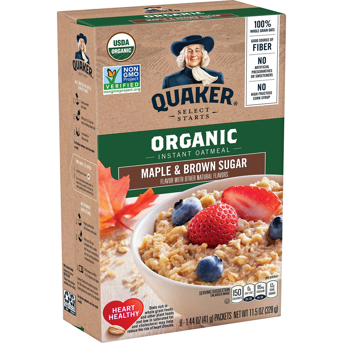 Organic Maple & Brown Sugar Instant Oatmeal, 8 Packets (6 Boxes) G83078
